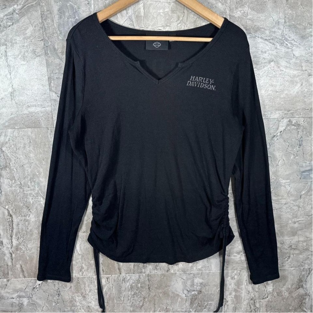 Harley Davidson WOMEN'S WILLIE G SKULL TIE NOTCH NECK KNIT TOP Woman's Size XL